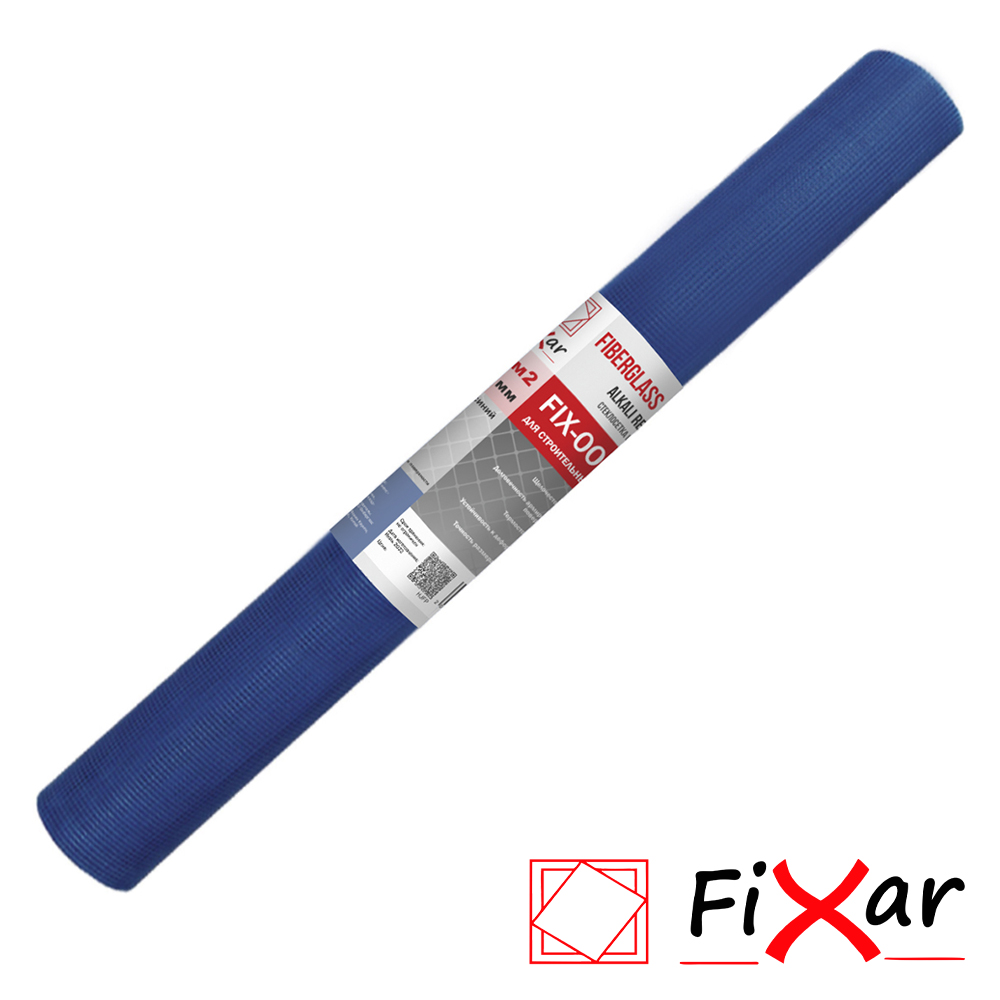 Стеклосетка штукатурная "Fixar" CCШ-160, 5х5 мм, разрыв 1800, синяя, рулон 1х5м
