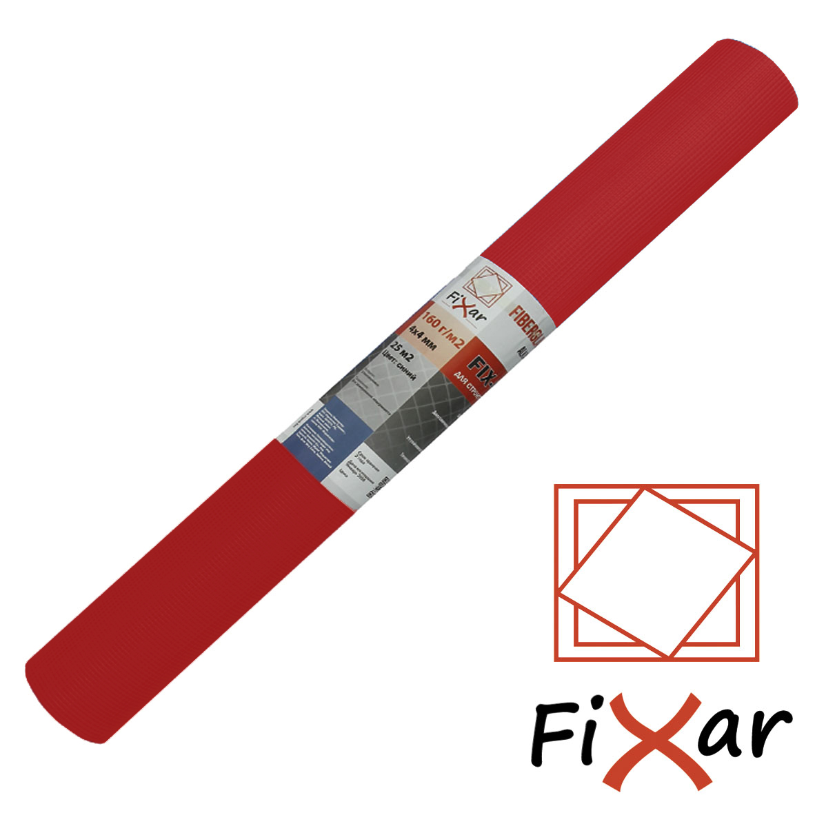 Стеклосетка штукатурная "Fixar" CCШ-160, 5х5 мм, разрыв 1600/1600, красная, рулон 1х10м