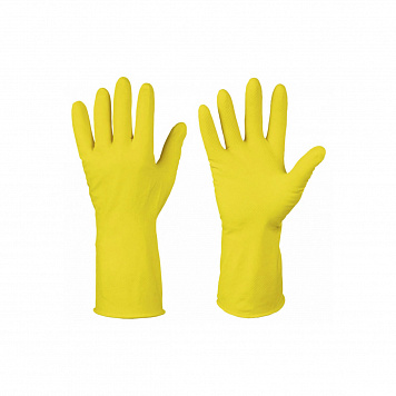 Перчатки хозяйственные латексные, с хлопковым напылением, разм.L, желтые, (упак. 1 пара)