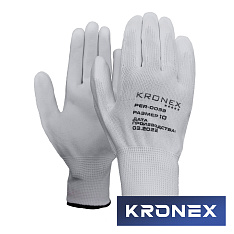 Перчатки нейлоновые KRONEX NEURON-PU, полиуретановое покрытие, белые