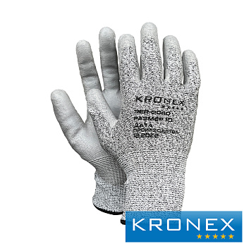 Перчатки трикотажные против порезов KRONEX CARBON, латексное покрытие