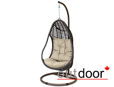 Подвесное кресло "кокон" из ротанга OUTDOOR Сорренто, коричневое