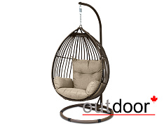 Подвесное кресло "кокон" из ротанга OUTDOOR Самуи, коричневое