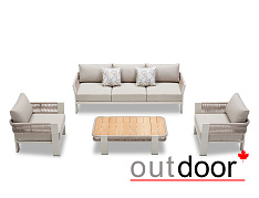 Комплект мебели OUTDOOR Женева (3-местный диван, 2 кресла, кофейный стол), шампань