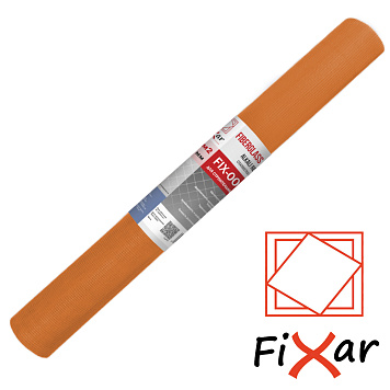 Стеклосетка штукатурная FIXAR CCШ-160, 5х5 мм, разрыв 2000, оранжевая, рулон 1х5м