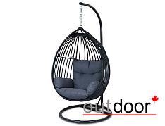 Подвесное кресло "кокон" из ротанга OUTDOOR Самуи, черное