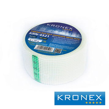 Лента серпянка самоклеящаяся "KRONEX" 3х3 мм, белая, рулон 0,045х20 м