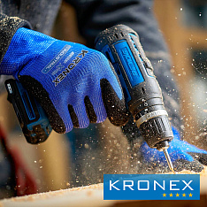 Перчатки нейлоновые KRONEX X-PRO, INDUSTRIAL, Nitrile sandy, синие