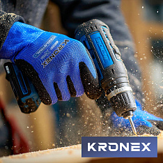 Перчатки нейлоновые KRONEX X-PRO, INDUSTRIAL, Nitrile sandy, синие